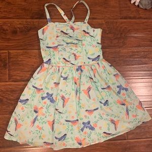 Cherokee Girls10/12 Mint Green Colorful Bird Dress